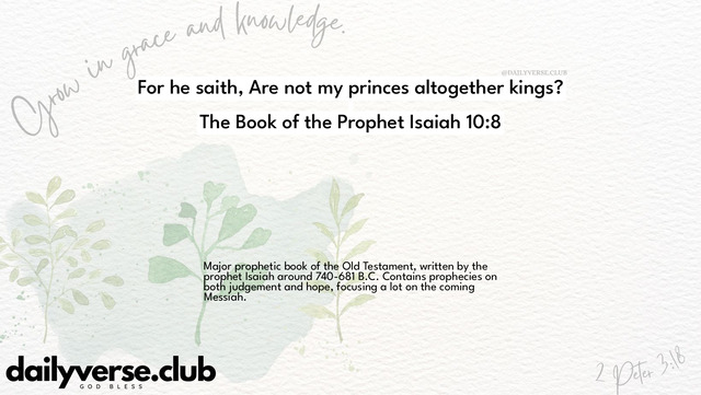 Bible Verse Wallpaper 10:8 from The Book of the Prophet Isaiah
