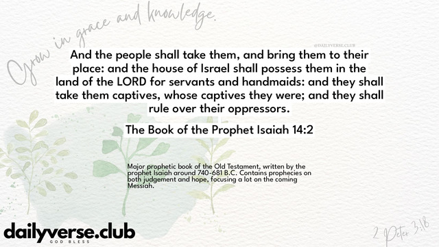 Bible Verse Wallpaper 14:2 from The Book of the Prophet Isaiah