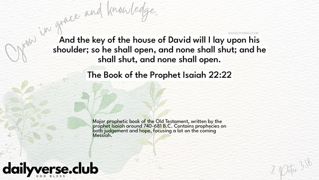 Bible Verse Wallpaper 22:22 from The Book of the Prophet Isaiah