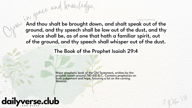 Bible Verse Wallpaper 29:4 from The Book of the Prophet Isaiah