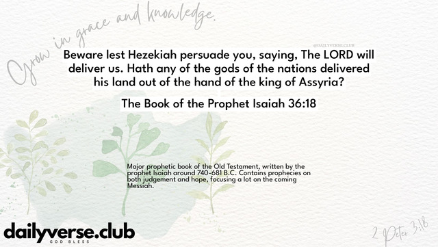 Bible Verse Wallpaper 36:18 from The Book of the Prophet Isaiah