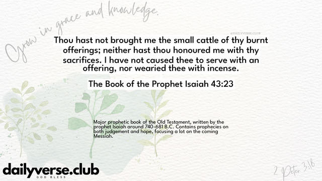 Bible Verse Wallpaper 43:23 from The Book of the Prophet Isaiah