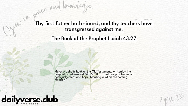 Bible Verse Wallpaper 43:27 from The Book of the Prophet Isaiah