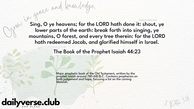 Bible Verse Wallpaper 44:23 from The Book of the Prophet Isaiah