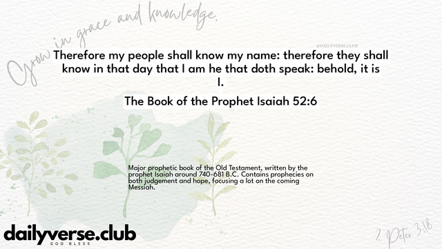 Bible Verse Wallpaper 52:6 from The Book of the Prophet Isaiah