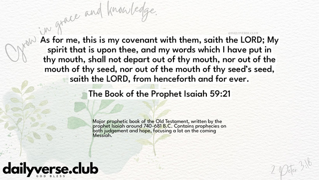Bible Verse Wallpaper 59:21 from The Book of the Prophet Isaiah