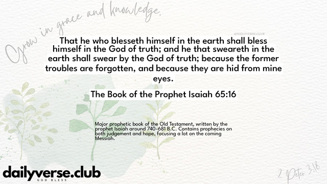 Bible Verse Wallpaper 65:16 from The Book of the Prophet Isaiah