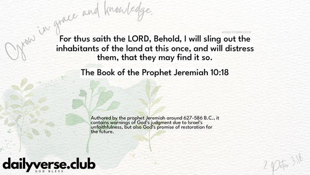 Bible Verse Wallpaper 10:18 from The Book of the Prophet Jeremiah