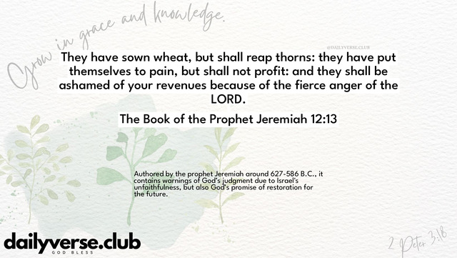 Bible Verse Wallpaper 12:13 from The Book of the Prophet Jeremiah
