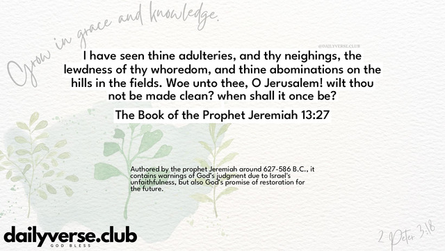 Bible Verse Wallpaper 13:27 from The Book of the Prophet Jeremiah
