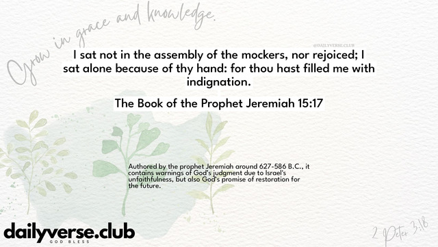 Bible Verse Wallpaper 15:17 from The Book of the Prophet Jeremiah
