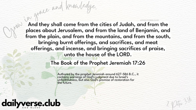 Bible Verse Wallpaper 17:26 from The Book of the Prophet Jeremiah