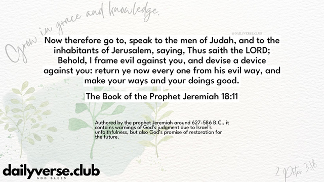 Bible Verse Wallpaper 18:11 from The Book of the Prophet Jeremiah