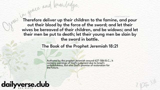 Bible Verse Wallpaper 18:21 from The Book of the Prophet Jeremiah