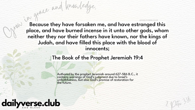Bible Verse Wallpaper 19:4 from The Book of the Prophet Jeremiah