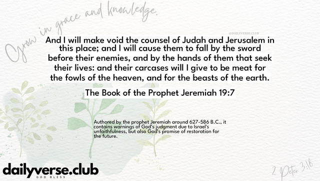 Bible Verse Wallpaper 19:7 from The Book of the Prophet Jeremiah