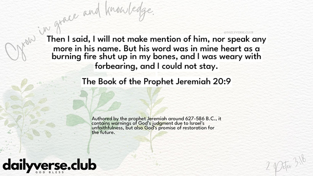 Bible Verse Wallpaper 20:9 from The Book of the Prophet Jeremiah