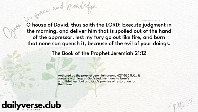 Bible Verse Wallpaper 21:12 from The Book of the Prophet Jeremiah