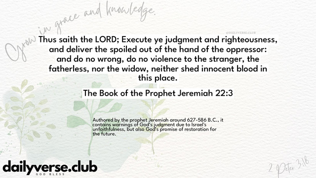 Bible Verse Wallpaper 22:3 from The Book of the Prophet Jeremiah