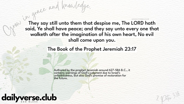 Bible Verse Wallpaper 23:17 from The Book of the Prophet Jeremiah