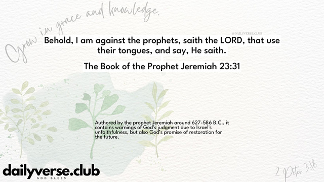 Bible Verse Wallpaper 23:31 from The Book of the Prophet Jeremiah