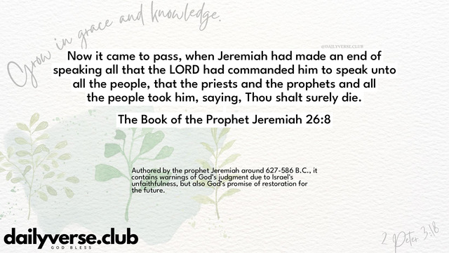Bible Verse Wallpaper 26:8 from The Book of the Prophet Jeremiah