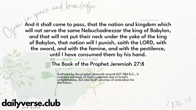 Bible Verse Wallpaper 27:8 from The Book of the Prophet Jeremiah