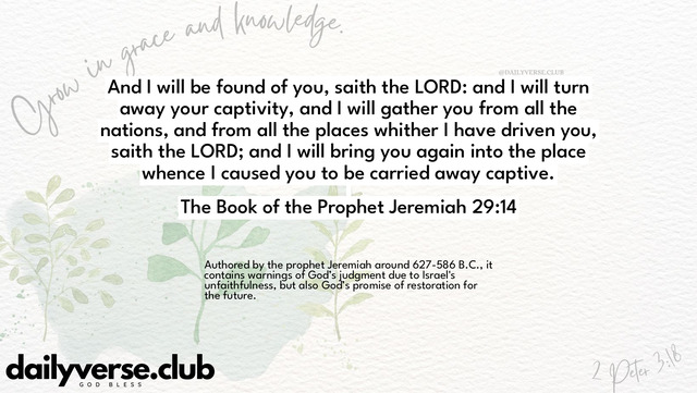 Bible Verse Wallpaper 29:14 from The Book of the Prophet Jeremiah