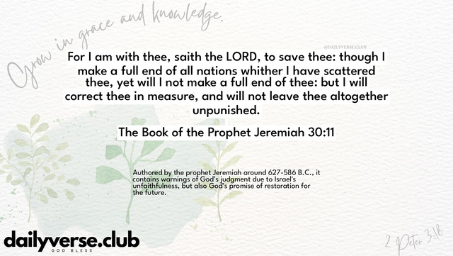 Bible Verse Wallpaper 30:11 from The Book of the Prophet Jeremiah