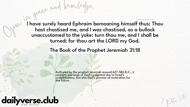 Bible Verse Wallpaper 31:18 from The Book of the Prophet Jeremiah