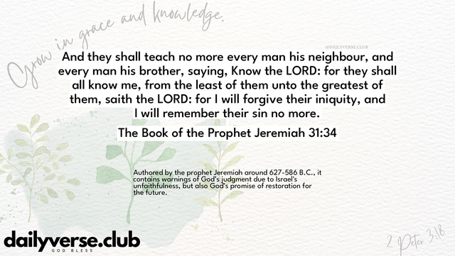 Bible Verse Wallpaper 31:34 from The Book of the Prophet Jeremiah