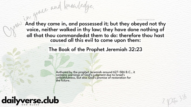 Bible Verse Wallpaper 32:23 from The Book of the Prophet Jeremiah