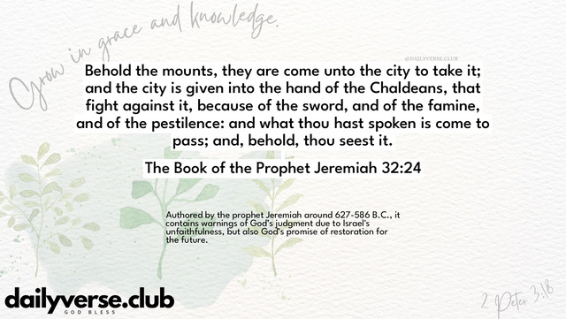 Bible Verse Wallpaper 32:24 from The Book of the Prophet Jeremiah
