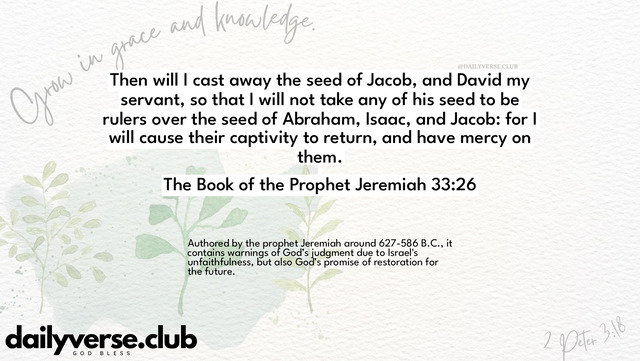 Bible Verse Wallpaper 33:26 from The Book of the Prophet Jeremiah