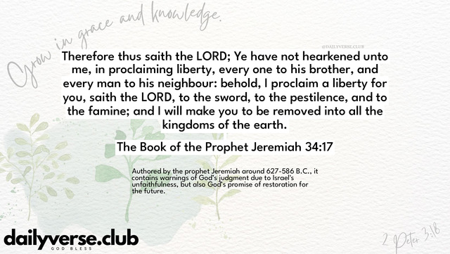 Bible Verse Wallpaper 34:17 from The Book of the Prophet Jeremiah