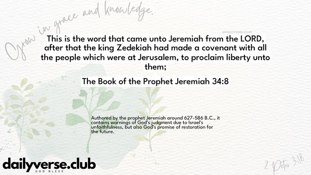 Bible Verse Wallpaper 34:8 from The Book of the Prophet Jeremiah