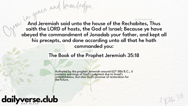 Bible Verse Wallpaper 35:18 from The Book of the Prophet Jeremiah