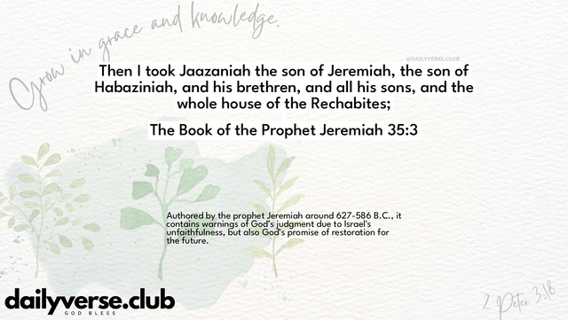 Bible Verse Wallpaper 35:3 from The Book of the Prophet Jeremiah