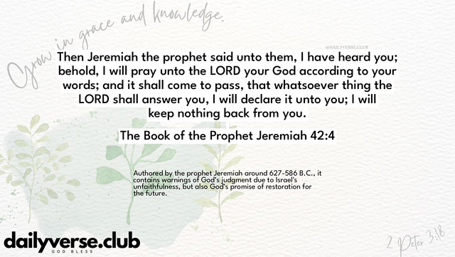 Bible Verse Wallpaper 42:4 from The Book of the Prophet Jeremiah