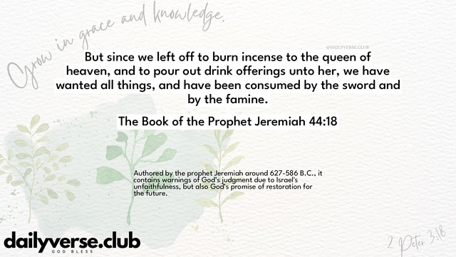 Bible Verse Wallpaper 44:18 from The Book of the Prophet Jeremiah
