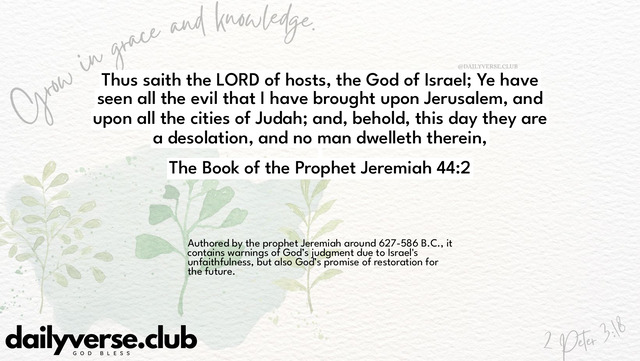 Bible Verse Wallpaper 44:2 from The Book of the Prophet Jeremiah