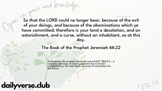 Bible Verse Wallpaper 44:22 from The Book of the Prophet Jeremiah