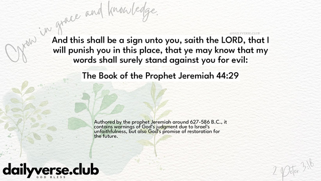 Bible Verse Wallpaper 44:29 from The Book of the Prophet Jeremiah