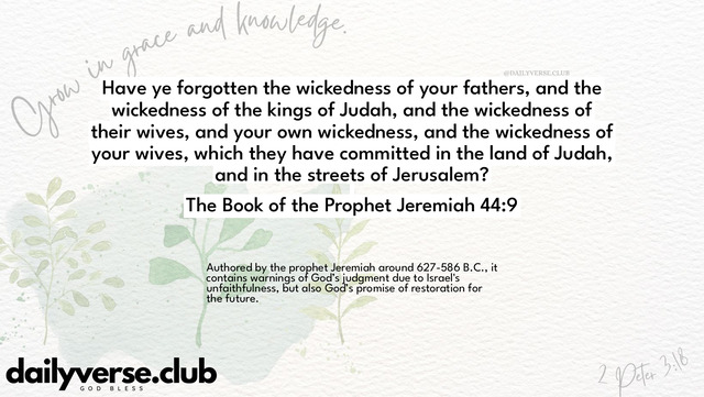 Bible Verse Wallpaper 44:9 from The Book of the Prophet Jeremiah
