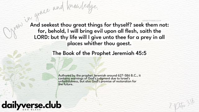 Bible Verse Wallpaper 45:5 from The Book of the Prophet Jeremiah