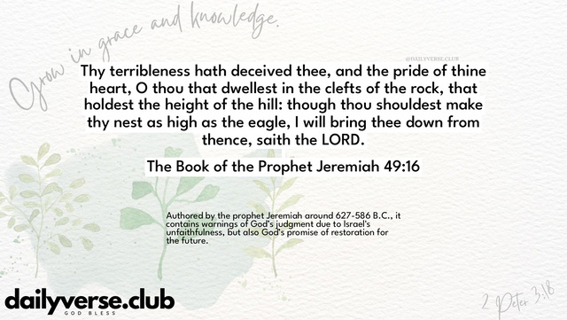 Bible Verse Wallpaper 49:16 from The Book of the Prophet Jeremiah