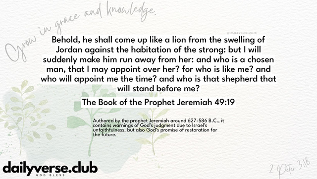 Bible Verse Wallpaper 49:19 from The Book of the Prophet Jeremiah