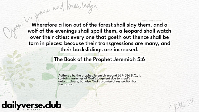 Bible Verse Wallpaper 5:6 from The Book of the Prophet Jeremiah
