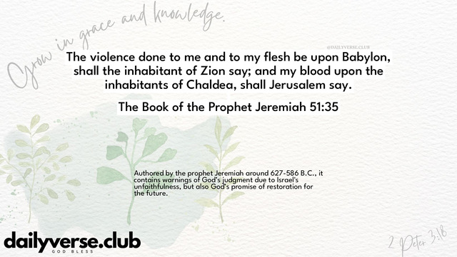 Bible Verse Wallpaper 51:35 from The Book of the Prophet Jeremiah