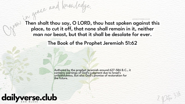 Bible Verse Wallpaper 51:62 from The Book of the Prophet Jeremiah